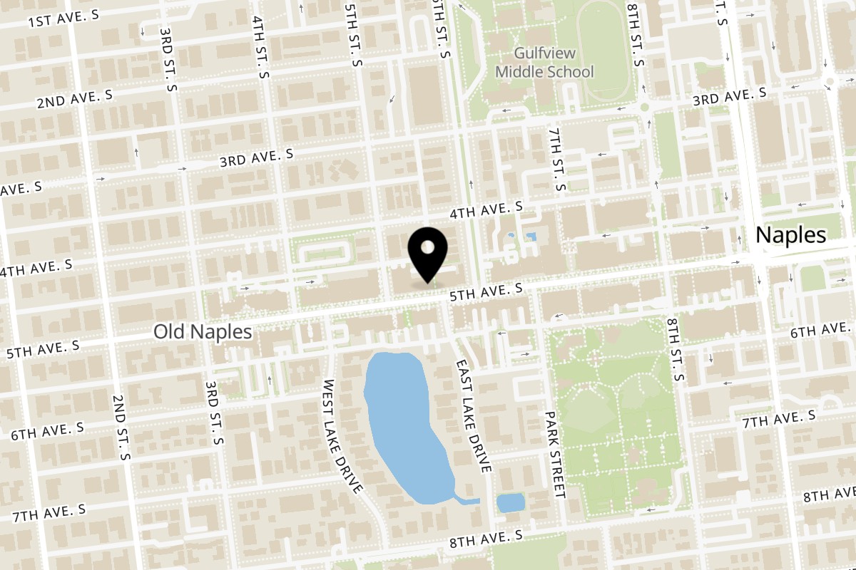 Map showing the location of Barrio Taqueria on 539 5th Ave S in Naples
